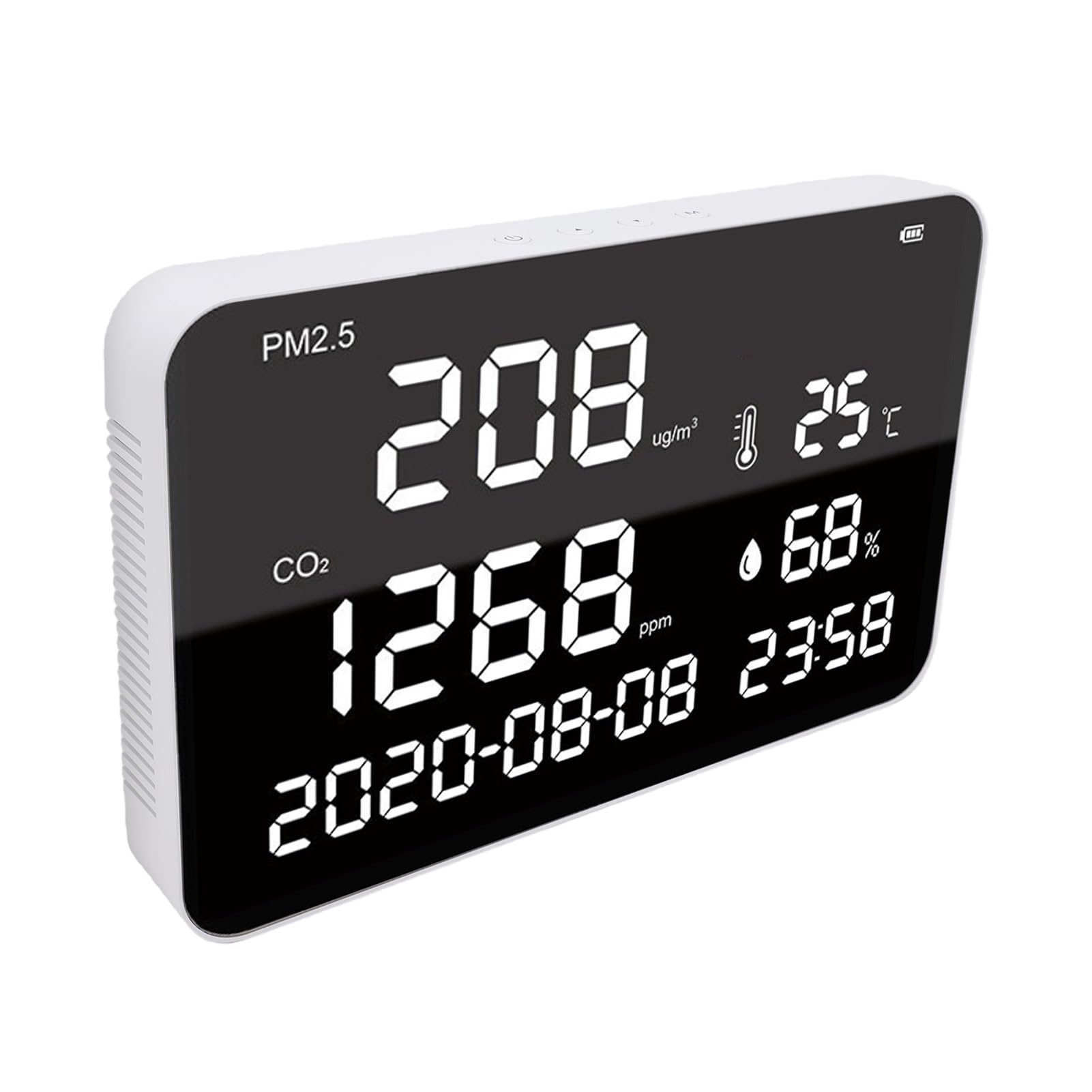Fafeicy Monitor de Calidad del Aire Interior, Detector de CO2 Montado en la Pared ABS con Sensor NDIR, 400 a 5000 Ppm, Pantalla de Humedad de Temperatura PM2.5 para Dormitorio, Cocina,