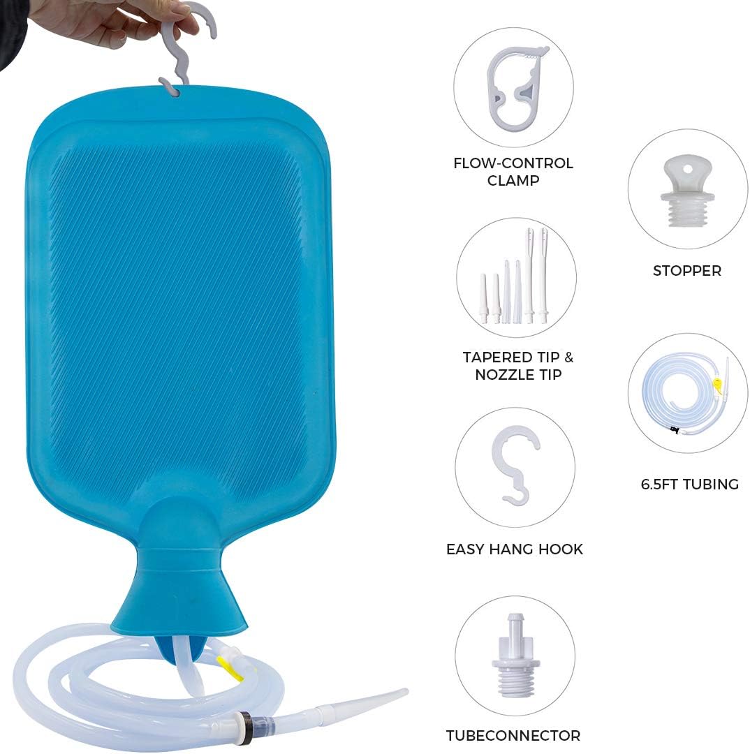 Buy Enema Bag 2L Home Enema Kit with 6.5ft Long Silicone Hose, 7 Enema