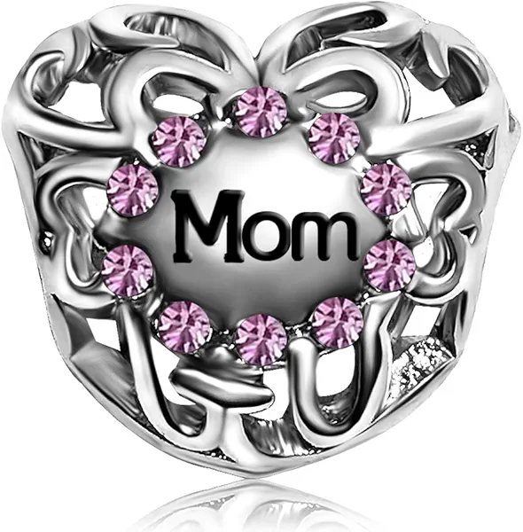 JMQJewelry Mother Mom Mommy Heart Love Birthday Birthstone Womens Beads Charms For Bracelets Son Daughter Sister Brother Jewelry