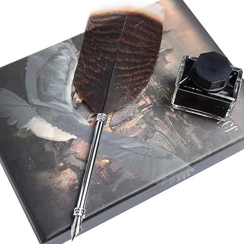 Juego de bolígrafos de caligrafía de plumas, punta de metal suave para escribir con tinta, juego de regalo vintage para todos los bolígrafos de