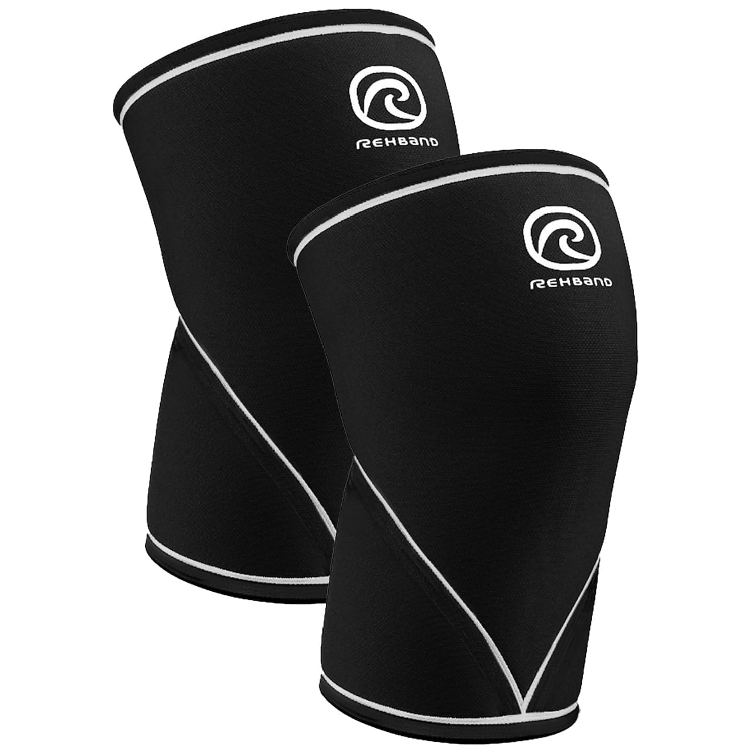 Rehband 7051 Classic 7mm V-Knee-Sleeve for Weightlifting, Competition Grade Powerlifting Knee Sleeve, Compression Sleeve for Crossfit, Squats, Gym, Colour:Black - 1 Pair, Size:X-Small