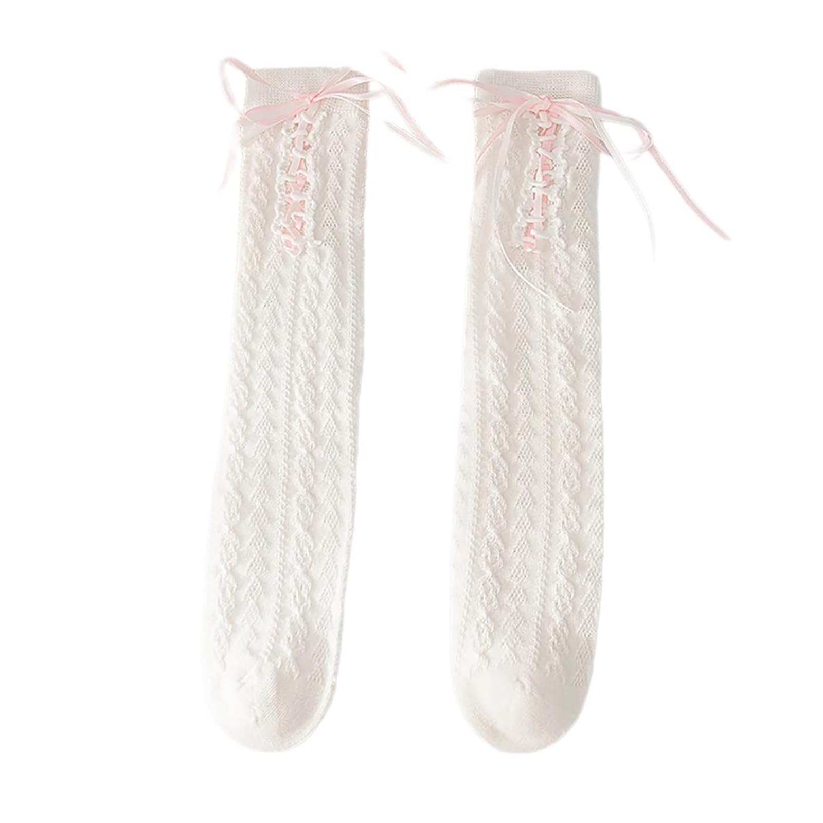 Muloo Bows Tie On Knee High Socks Kids Cotton Calf Socks Sweet Long Boot Socks Stockings Loose Socks Princesses Socks Gifts