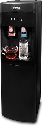 Miniatura 2 de Igloo Dispensador de enfriador de agua caliente y fría, capacidad para botellas de 3 y 5 galones, 2 boquillas de temperatura con paletas