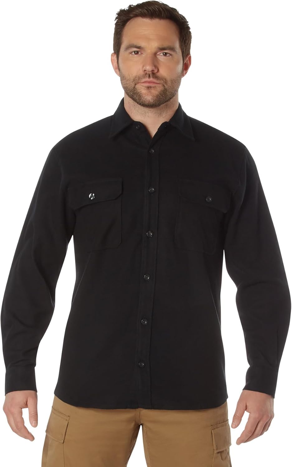 Rothco Heavyweight Solid Flannel Shirt - Rugged Comfortable Warm Outdoor Jacket Shacket - Image 5