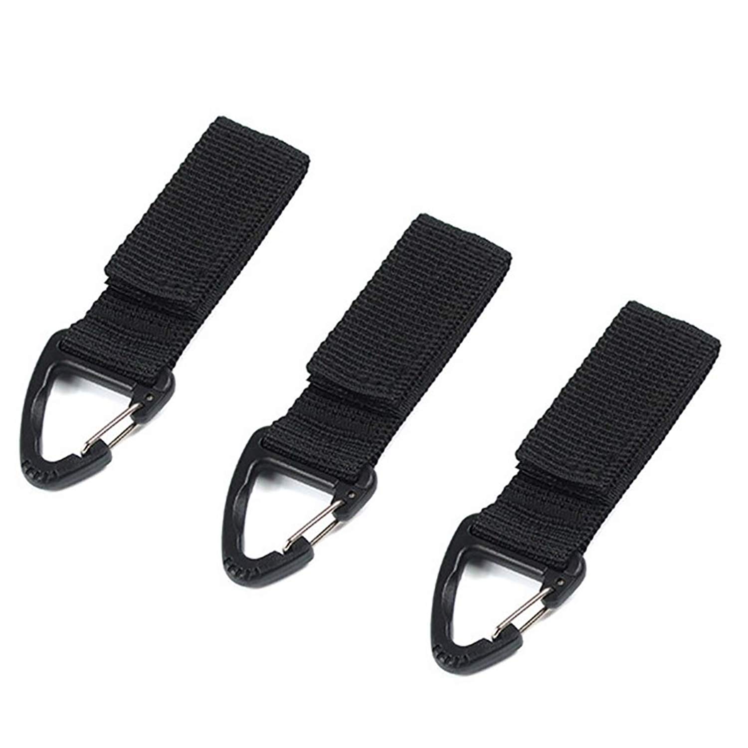 3 PCS Backpack Buckle Webbing Strap Hanging Buckle Quick Hook Outdoor Camping Tactical Backpack Bag Accessories EDC Tool (Black)