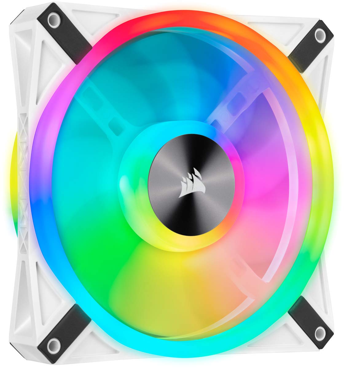 Corsair iCUE QL140 RGB, 140 mm x 25mm RGB LED PWM Fan (Maksimum hız 1250 RPM'ye kadar)- tek ünite, Beyaz