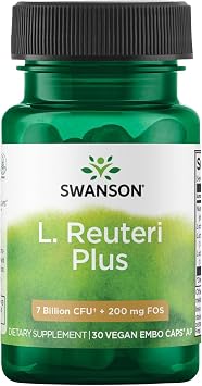 Swanson L. Reuteri Probiotic Plus, 7 Billion CFU, 30 Vegan Capsules | With Lactobacillus Rhamnosus, Acidophilus, and FOS Prebiotic for Gut-Health-Conscious Adults, Full-Spectrum Support