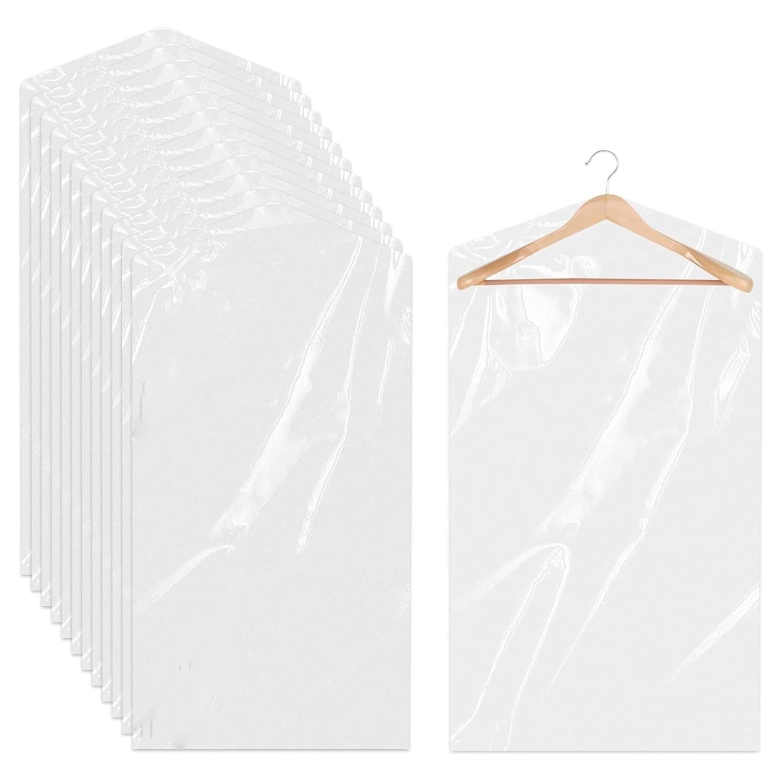 30 Pack Clear Plastic Clothes Covers, Clothes Covers Protector Bags, Clothes Protector Bags Hanging, for Shirt Suit Jacket Clothing Store and Dry Cleaner Essentials(60 * 90cm)