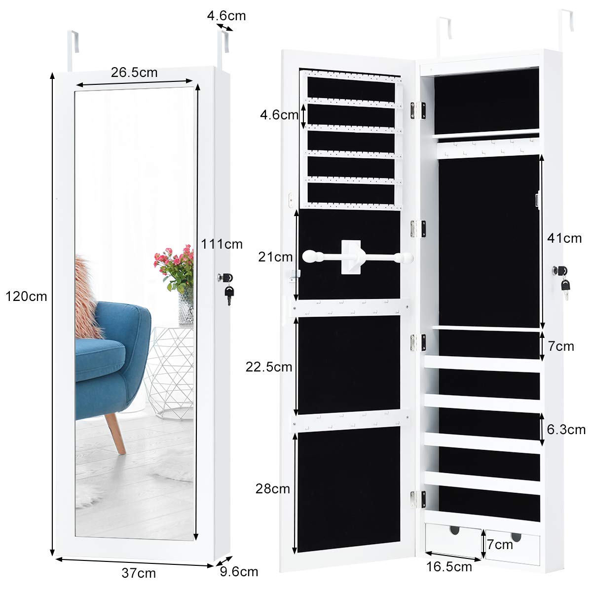 Costway Sieradenkast Met 15 Ledlampen, Spiegelkast M Deur En Wandmontage Sieradendoos Met Full Body Spiegel Sieradenrek Voor Ringen Kettinghaken En Oorbellen Incl 2 Sleutels Beige 1194340156 Costway Sieradenkast Met 15 Ledlampen, Spiegelkast M Deur En Wandmontage Sieradendoos Met Full Body Spiegel Sieradenrek Voor Ringen Kettinghaken En Oorbellen Incl 2 Sleutels Beige 1194340156