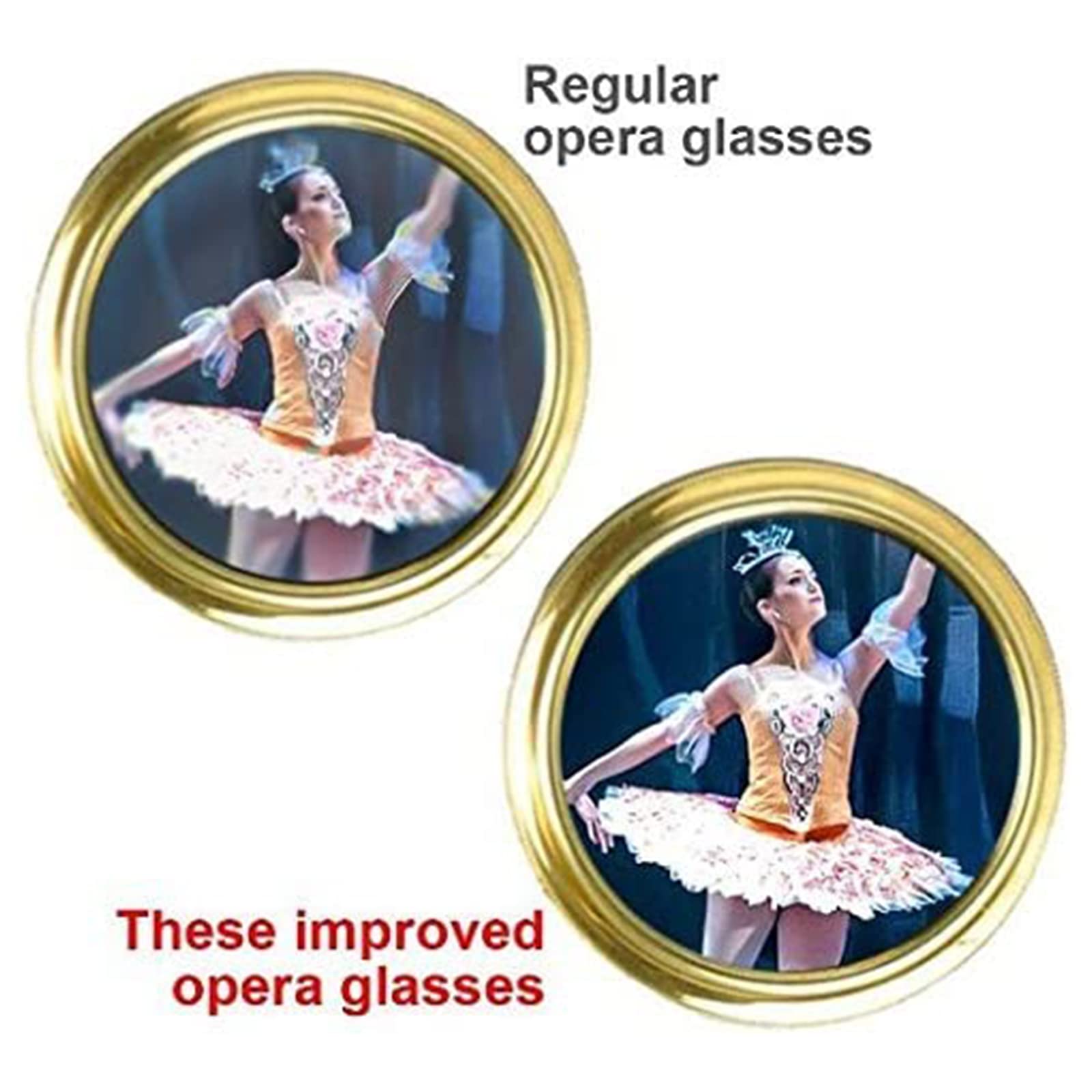 XAGMODSHN Lorgnette Theaterbrille aus Metall, 3 x 25 cm, mit Kette, für Erwachsene und Kinder im Konzerttheater, Rot/Gold/Schwarz/Weiß