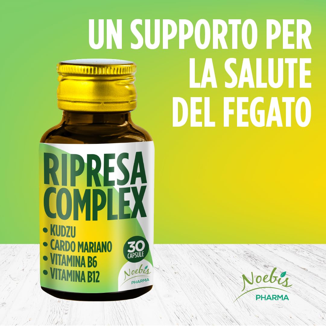 Ripresa Complex Noebis Pharma - Kudzu, Cardo Mariano, Vitamina B6 e B12-30 Capsule - Vitalità e Recupero Quotidiano