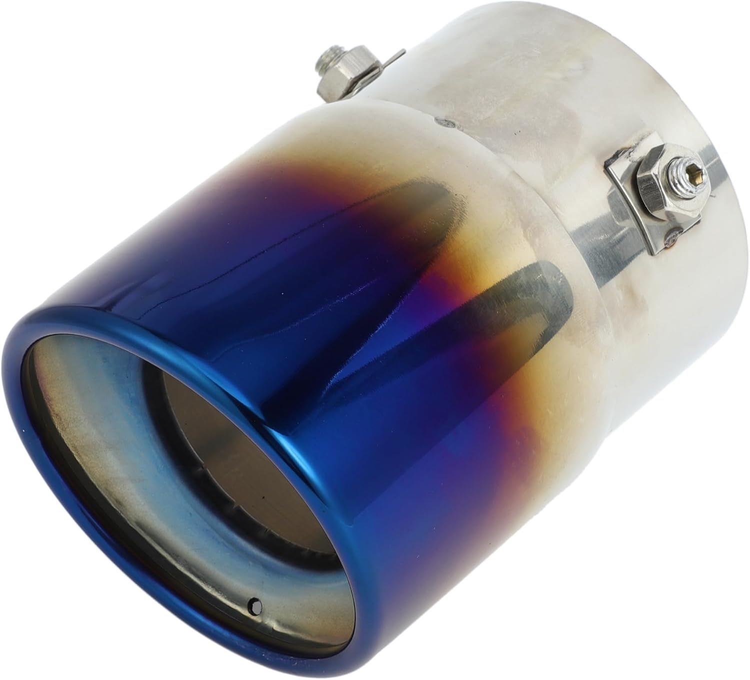 Roll Edge Exhaust Tip Rear 3.1" Inlet 3.5" Outlet 5.2" Length for Car Tailpipe Stainless Steel Burnt Blue Bolt on