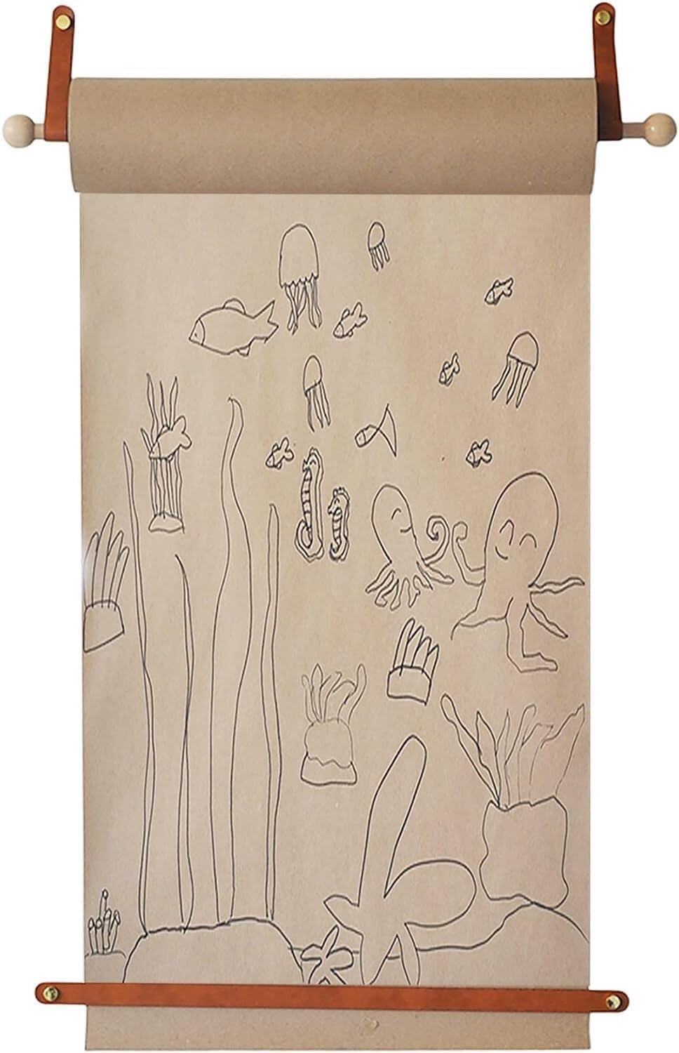 Porte-Rouleau de Papier Kraft Mural 45cm avec Distributeur en Bois pour Message