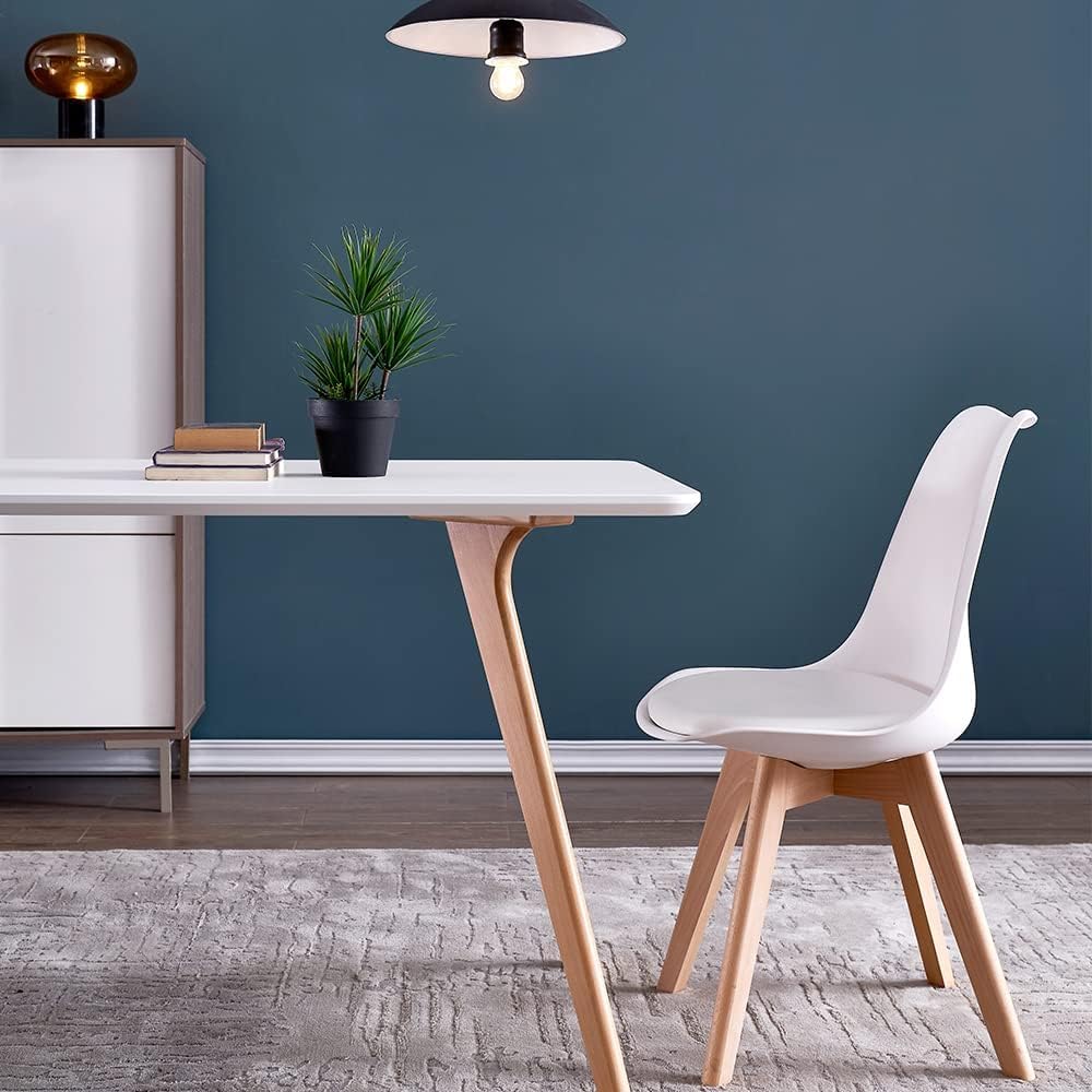 TEENO Chaises Salle à Manger Lot de 4, Scandinaves Bois Blanc