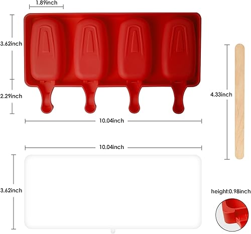 Miniatura 2 de Moldes de silicona para paletas de 4 cavidades, molde de silicona ovalado para tartas, molde ovalado para tartas, sin BPA, molde casero para tartas