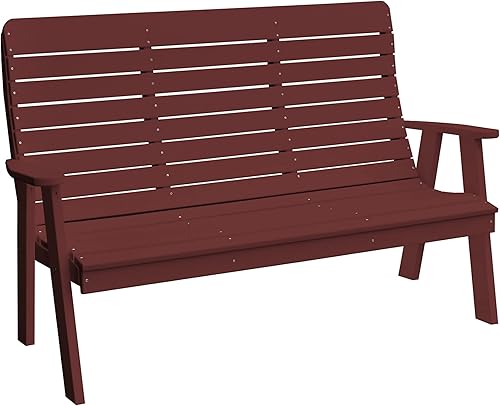 Miniatura 7 de Banco de jardín para exteriores de polietileno azul de 62 pulgadas hecho Amish