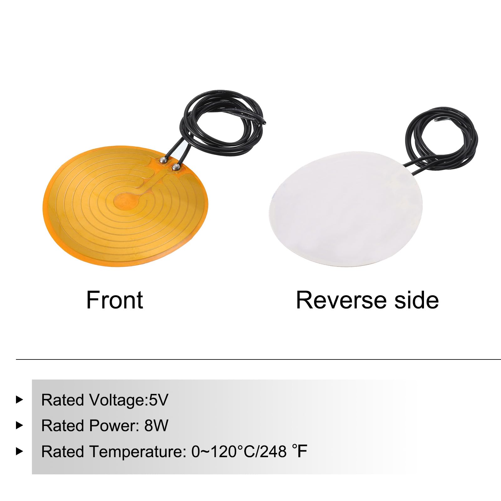 QUARKZMAN Heizung Folie Heizung Platte 8W 5V Polyimid Heizung Pad Kleber PI Heizung Elemente Film 50mm Dia Heizung Streifen für Konstante Temperatur Pack von 4