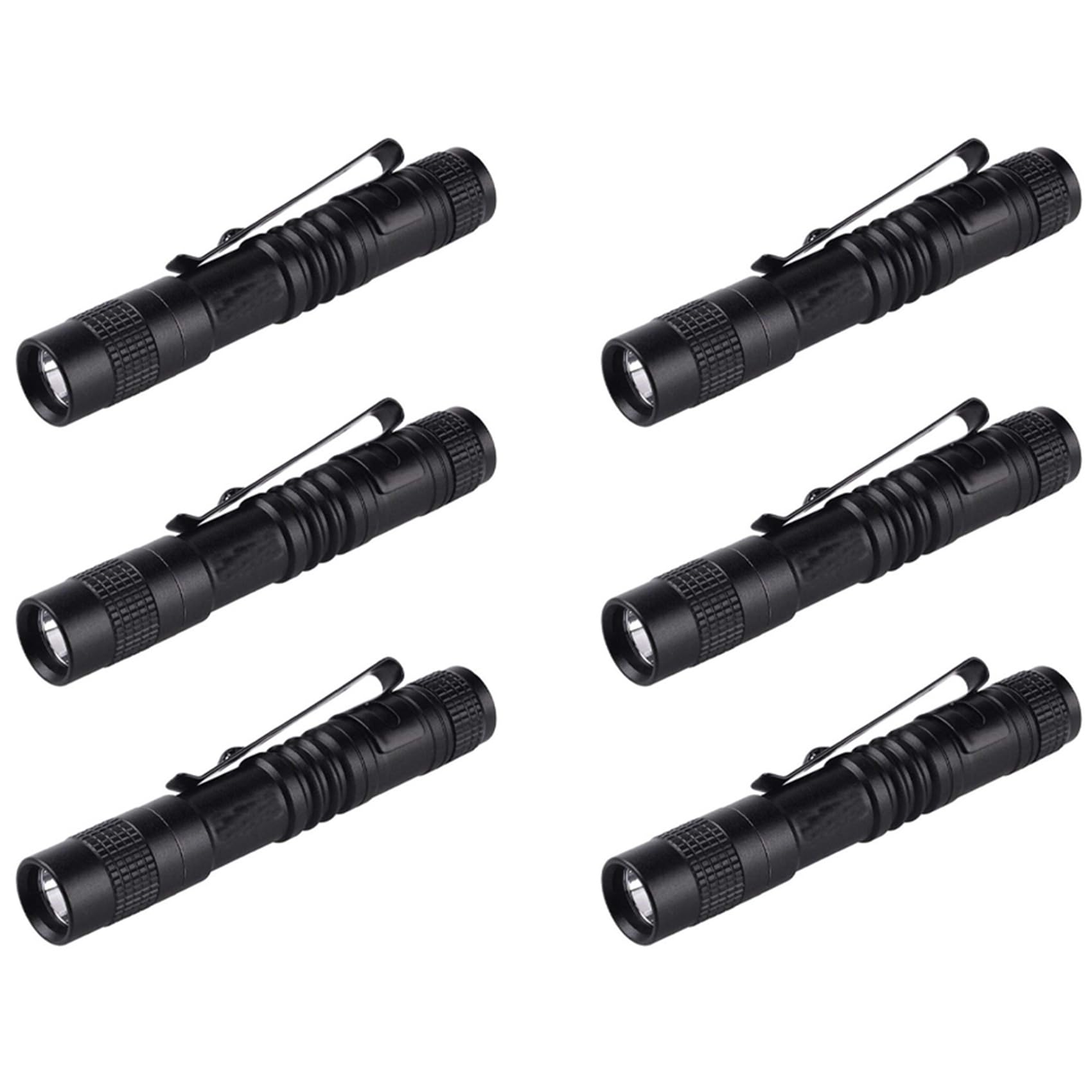Baglaum 6X Flashlight Pen Torch Super Small Mini AAA XPE-R3 LED Lamp Belt Clip Light with, Black