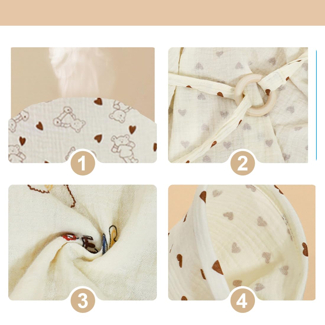 Mousseline Tissu d'allaitement en coton pour bébé Respirant et léger