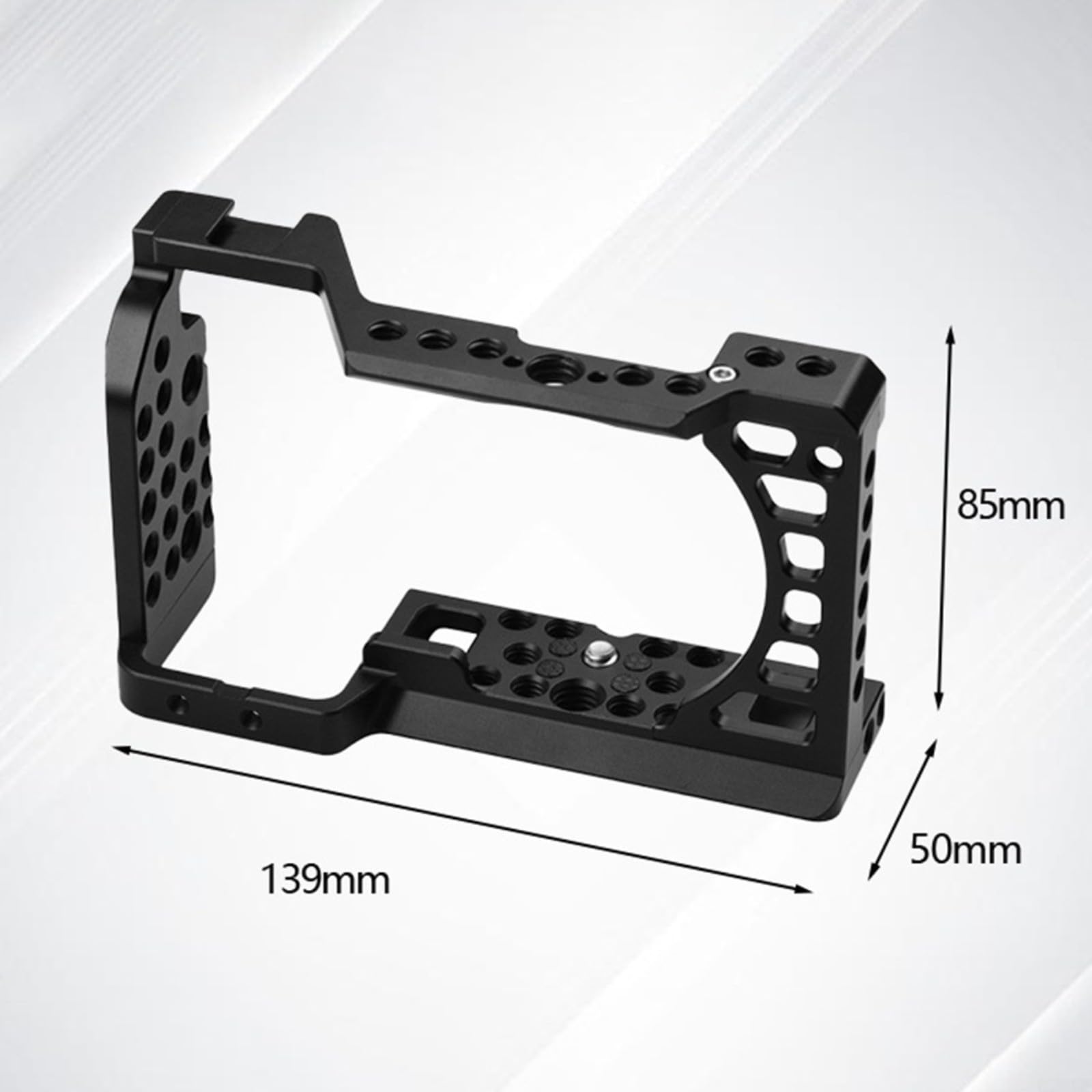 Cage en alliage d'aluminium pour appareil photo Sony A6000 A6300 A6400 A6500 avec support de griffe et trous de vis 1/4 pour vlogging photographie Noir (avec poignée)
