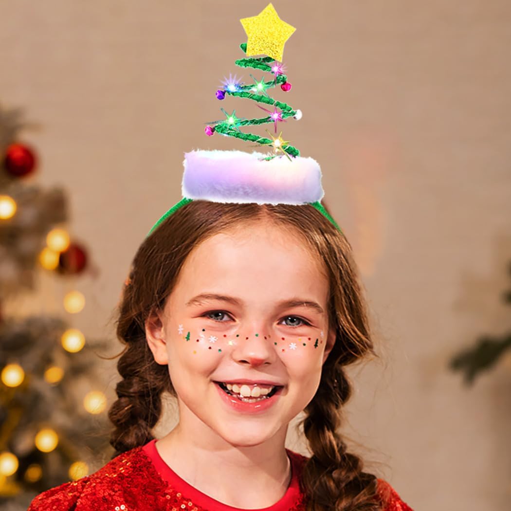EARENT Light Up Christmas Tree Headbands Led Star Hair Hoop