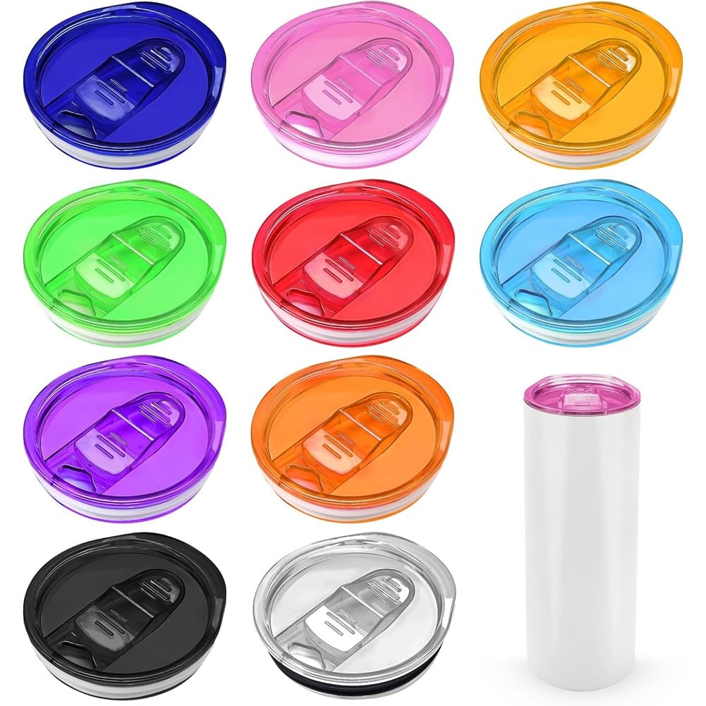 CTRLZS 10 Pack 20 Oz Skinny Tumbler Replacement Lids Fit for 20oz Sublimation Tumblers Splash Sliding Covers