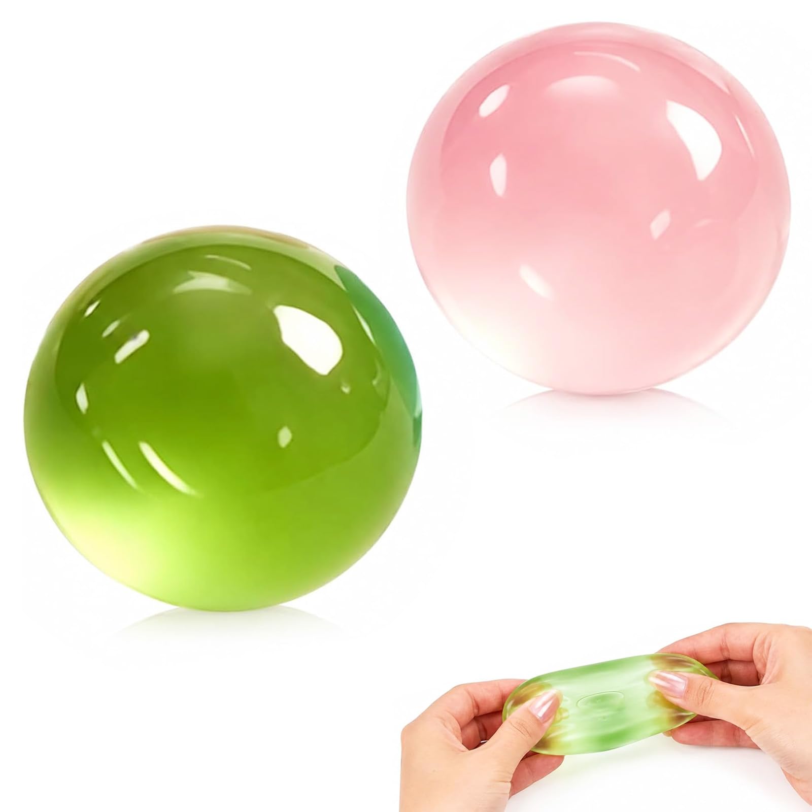 2Pcs Oil Ball Squishy, Portable Sensory Item for Study & Work, Green & Pink