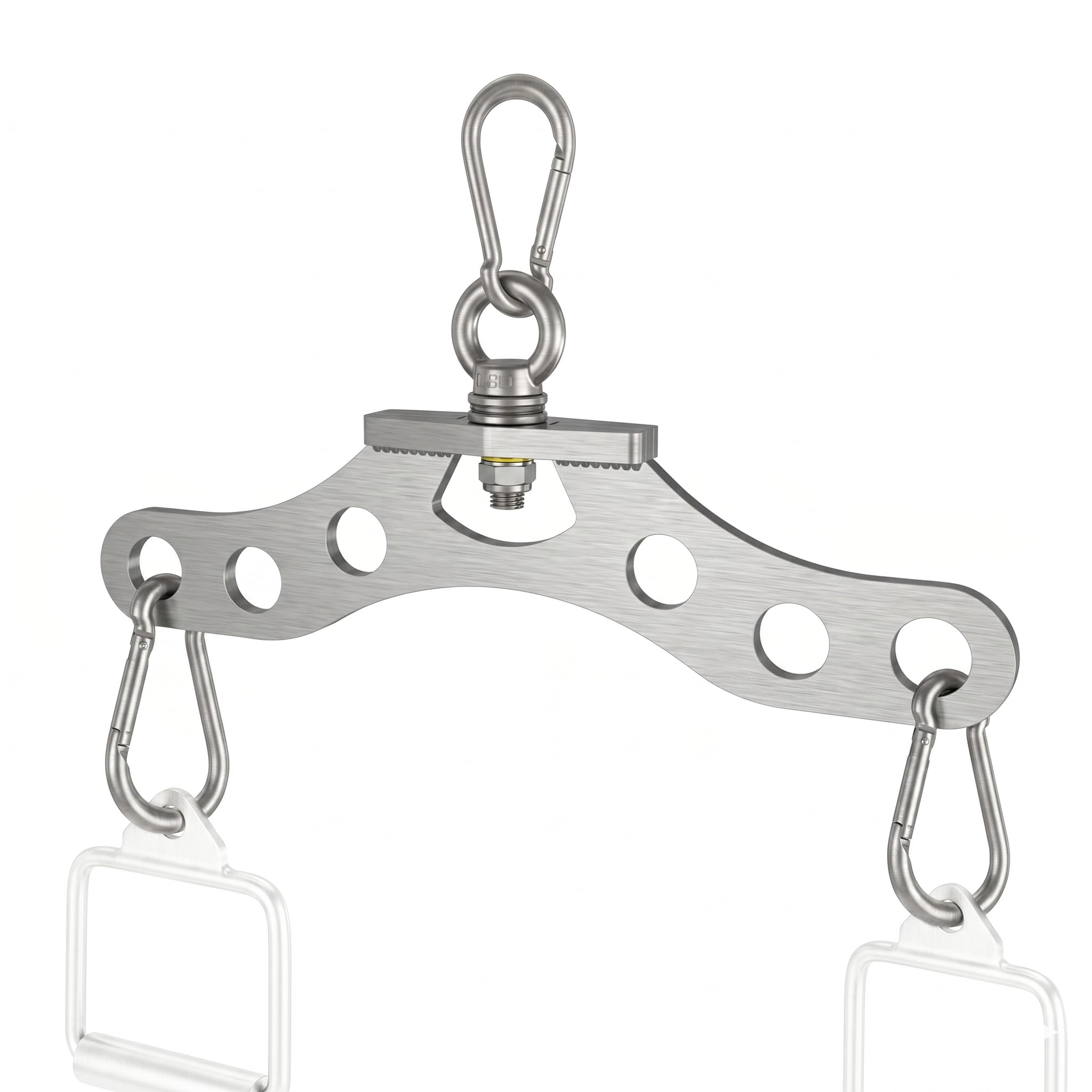 J Bryant Stainless Steel Double to Single Pulley Adapter Plate โ Gym Cable Machine Connector with 3 Carabiners for Lat Pulldown, Triceps, Biceps & Functional Training (6-kong Swivel Bar)