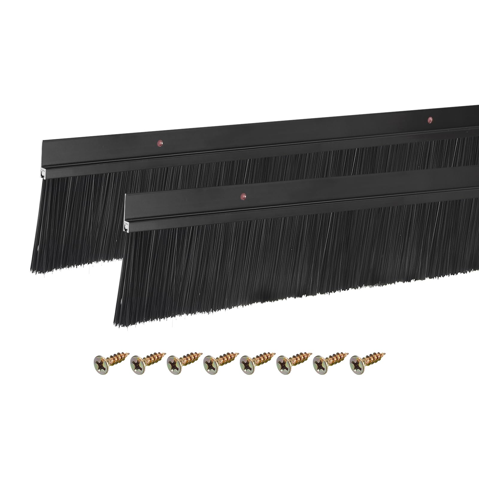 sourcing map 2Pcs Brosse de Bas de Porte en Forme de H 1200mm L Noir