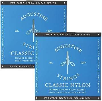 Augustine Strings Classic Blue - High Tension Classical Guitar Strings - The Original Nylon String - 2 Sets