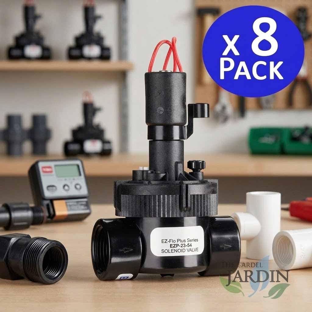 Suinga Pack 8 Electroválvulas de Riego 3/4" ExFlo | Electroválvula de Jardín 24V | Válvula Compatible con Programadores Eléctricos | Control Preciso del Riego y Alto Rendimiento para Instalaciones