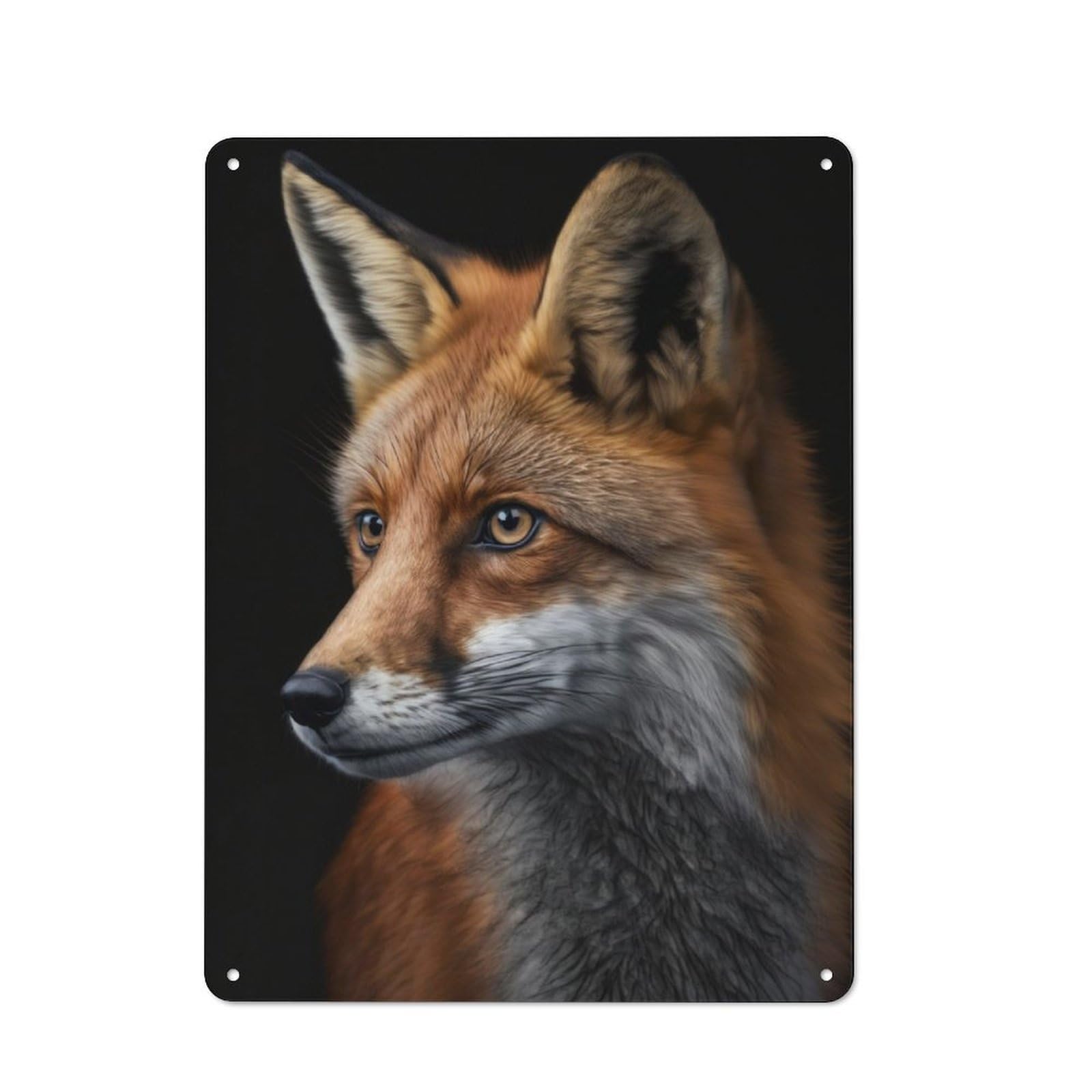 Junmoney Red Fox Portrait Rustic Metal Sign 40X30cm Featuring For Garage Wall, Suited To Garage Decor Collectors