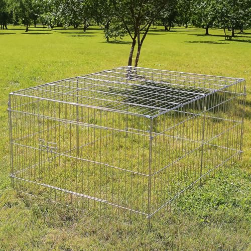 Wiltec Freilaufgehege für Kleintiere, 122 x 95 x 58 cm, stabiles und sicheres Laufstallgitter mit Sonnenschutz und 1 Öffnung