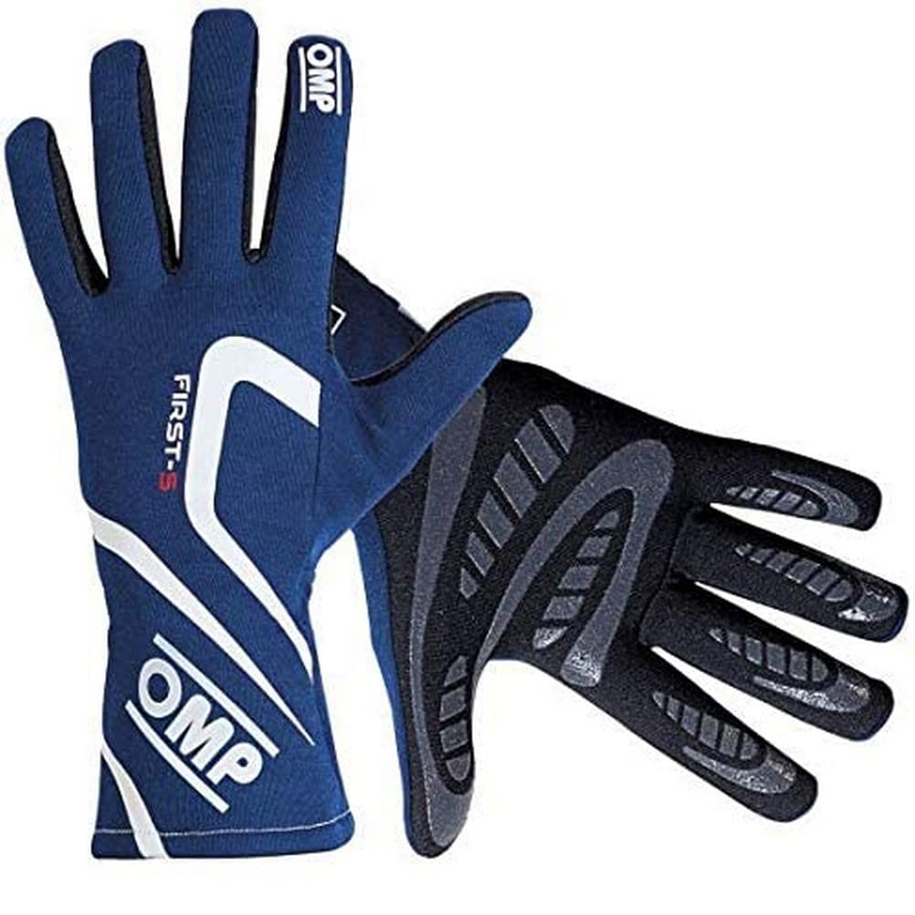 OMP FIRST-S Rennhandschuhe – FIA 8856-2000 Zugelassen, Mit Leder-Einsätzen