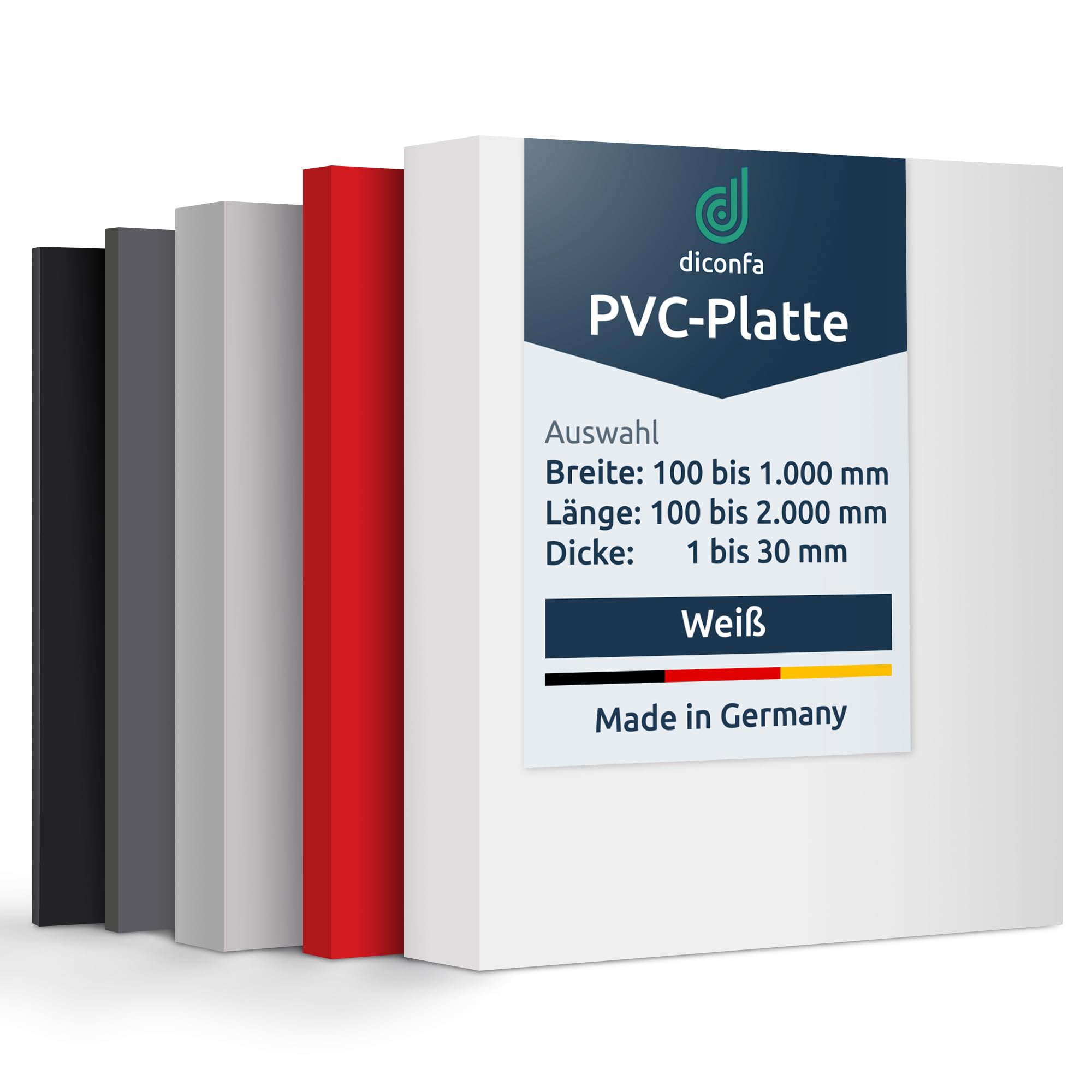 diconfa PVC Kunststoffplatte natur weiß NACH MAß - 1 bis 10mm stark - 800 x 1200mm (80 x 120cm), 6mm dick - hart seidenmatt weiss porenlos glatte Oberfläche - einseitig Schutzfolie