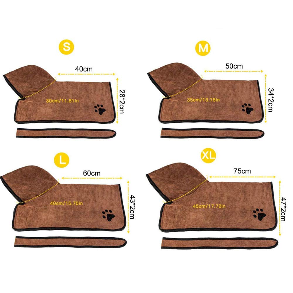 Peignoir Serviette de Bain pour Chien Microfibre Peignoir pour Chien Grand Petit Séchage Rapide, Serviette de Bain pour Animaux