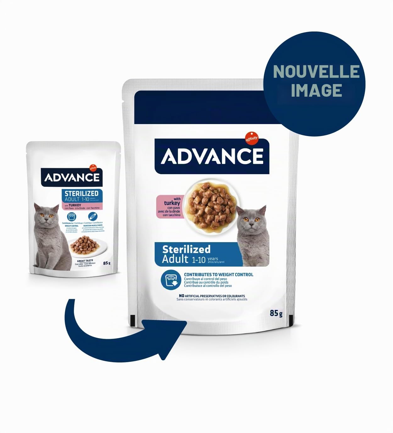 Advance Nourriture Humide pour Chats Adultes stérilisés à la Dinde 13 Flowpacks de 4 x 85 g