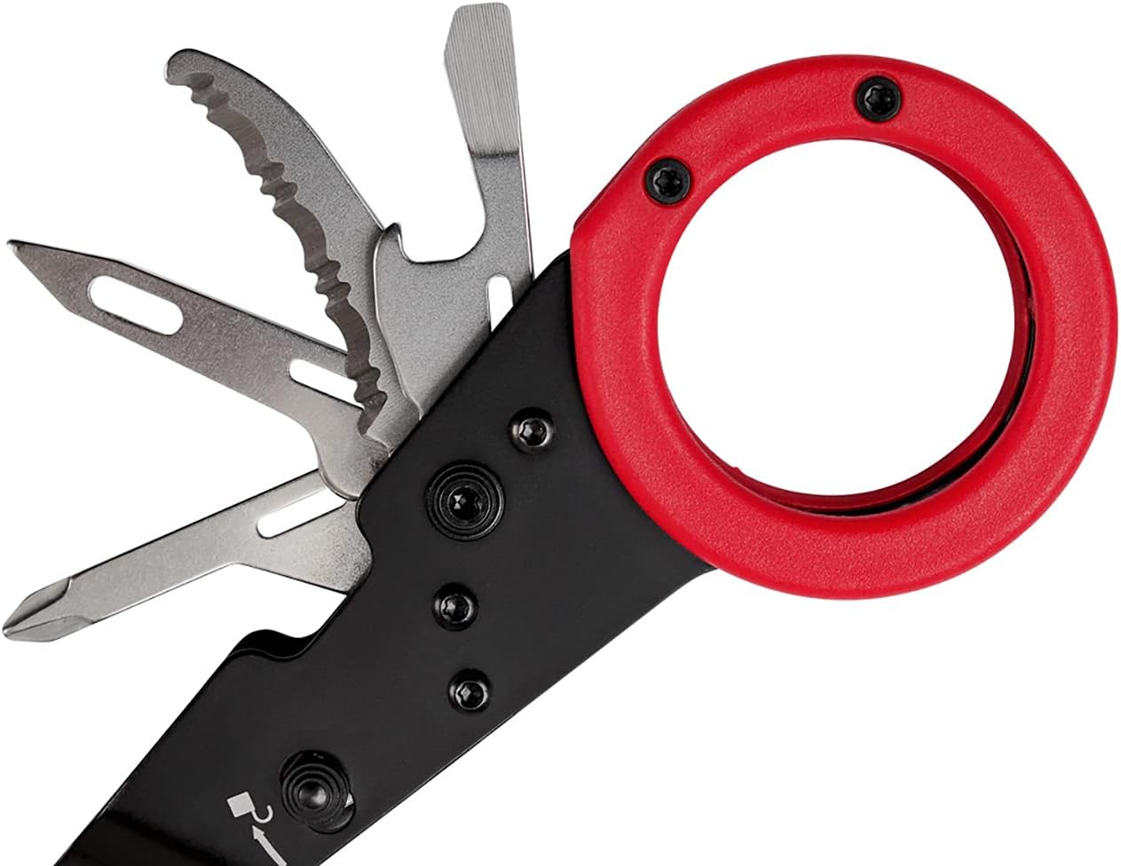 SOG ParaShears Lightweight Backcountry Stainless Steel Multi-Tool, 11 Tools Compound Leverage Technology, Red