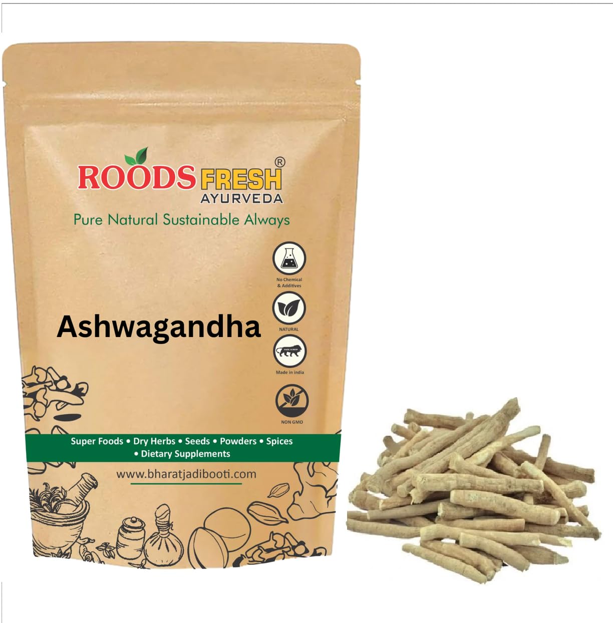 Ashwagandha - Asgandh - Withania Somnifera (Natural Kerala Aswagandha Root) (200 gram)
