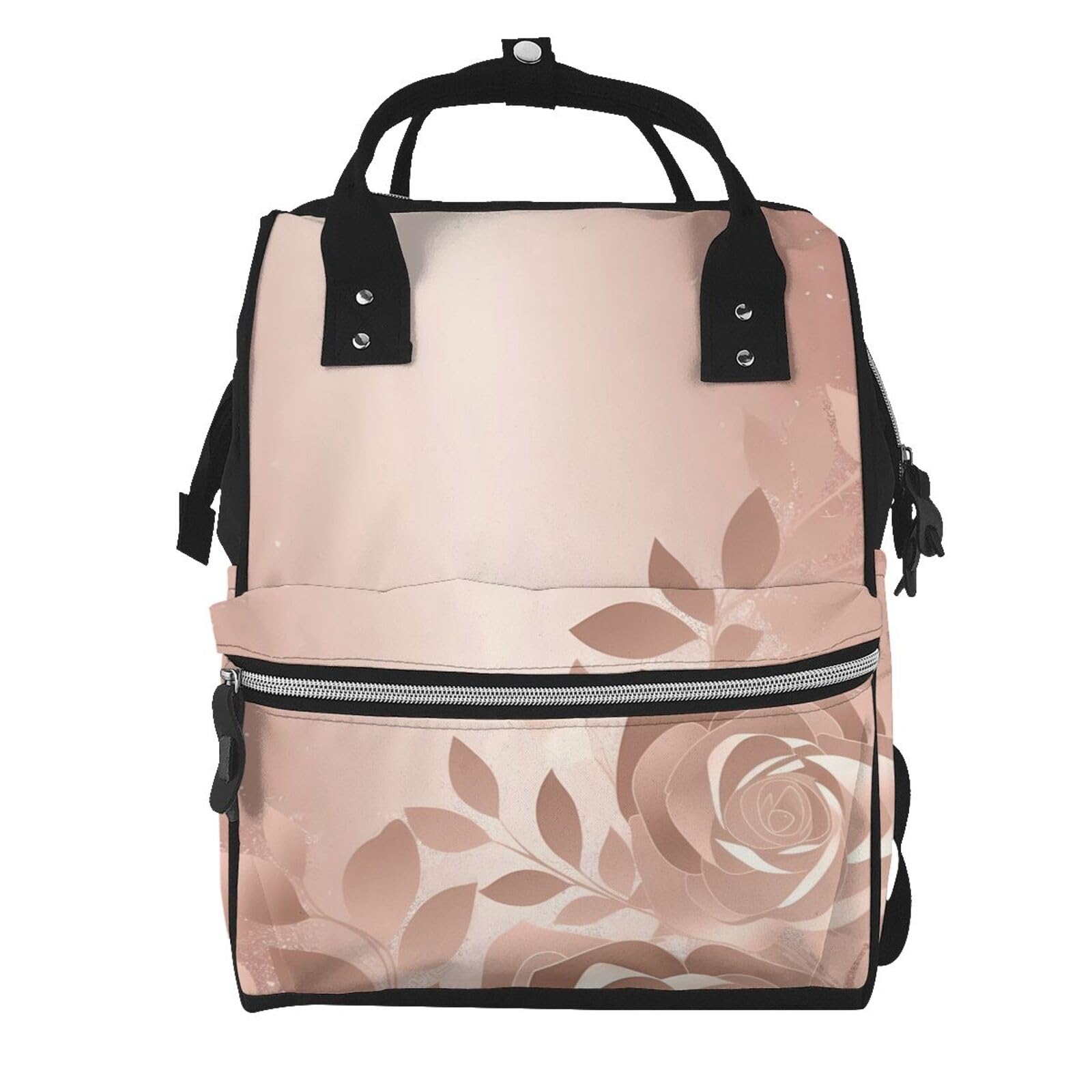 Sac à langer multifonction noir imprimé or rose grand format pour voyage - 7