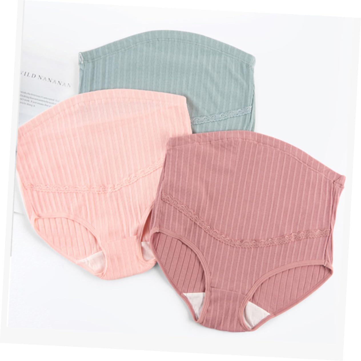 Elastic Maternity High Waist Panties Cotton Seamless Underwear for Pregnant Women 3 Pack (Skin Blackish)