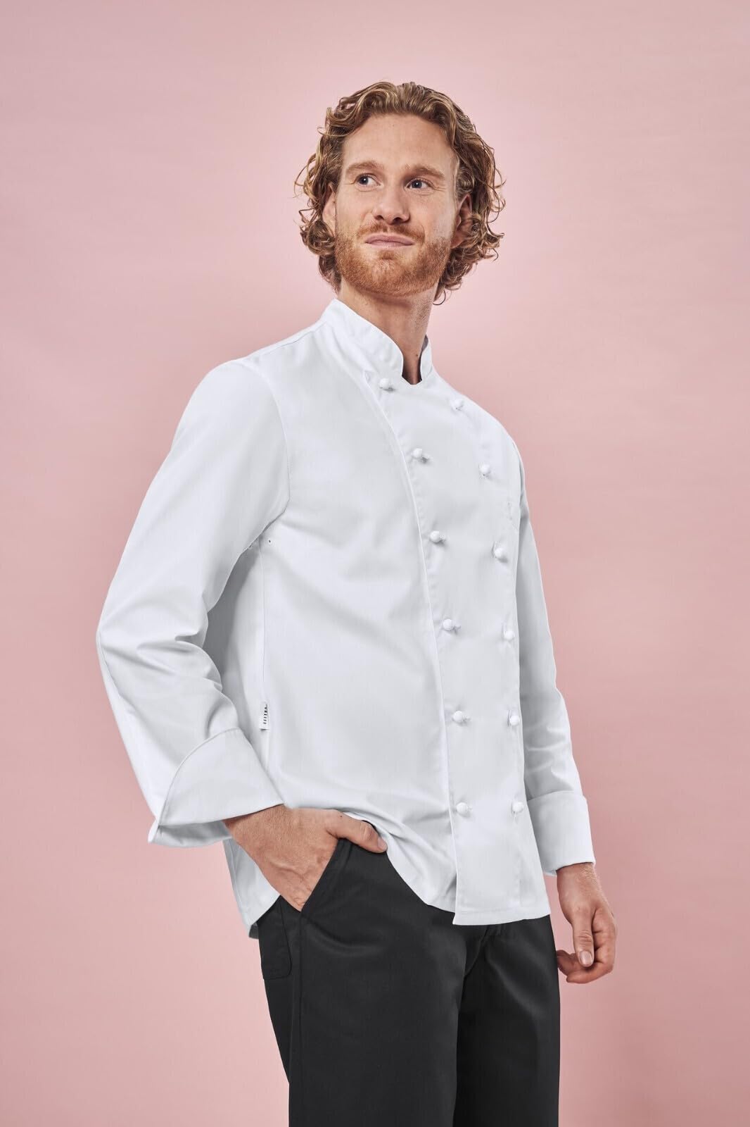 GREIFF Gastro Moda Cuisine Basic 5566 - Chaqueta de cocinero para hombre, corte regular, color negro, Blanco, XL