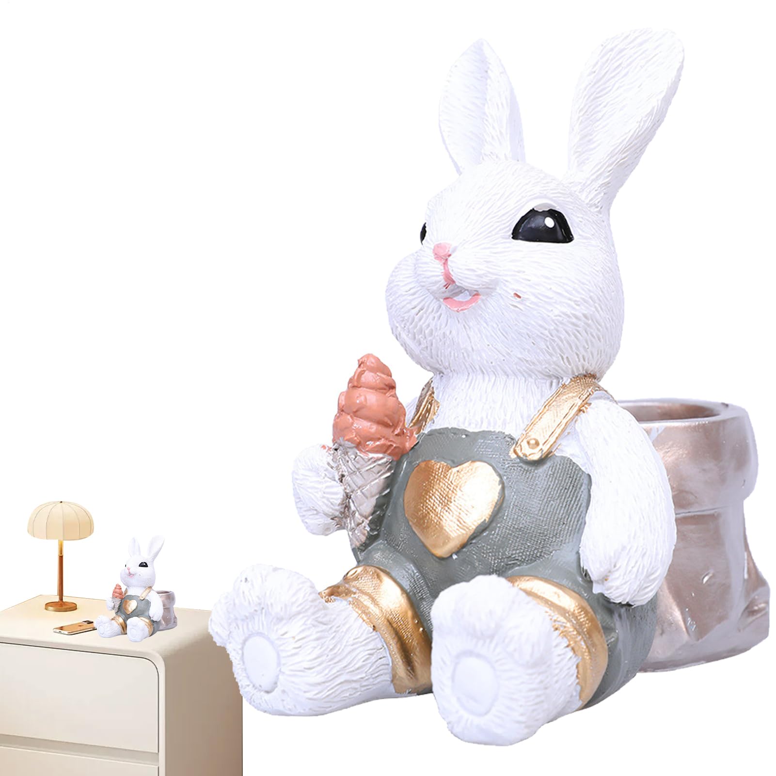 Lapin de Pâques en résine, sculpture décorative pour salon et cadeau de printemps