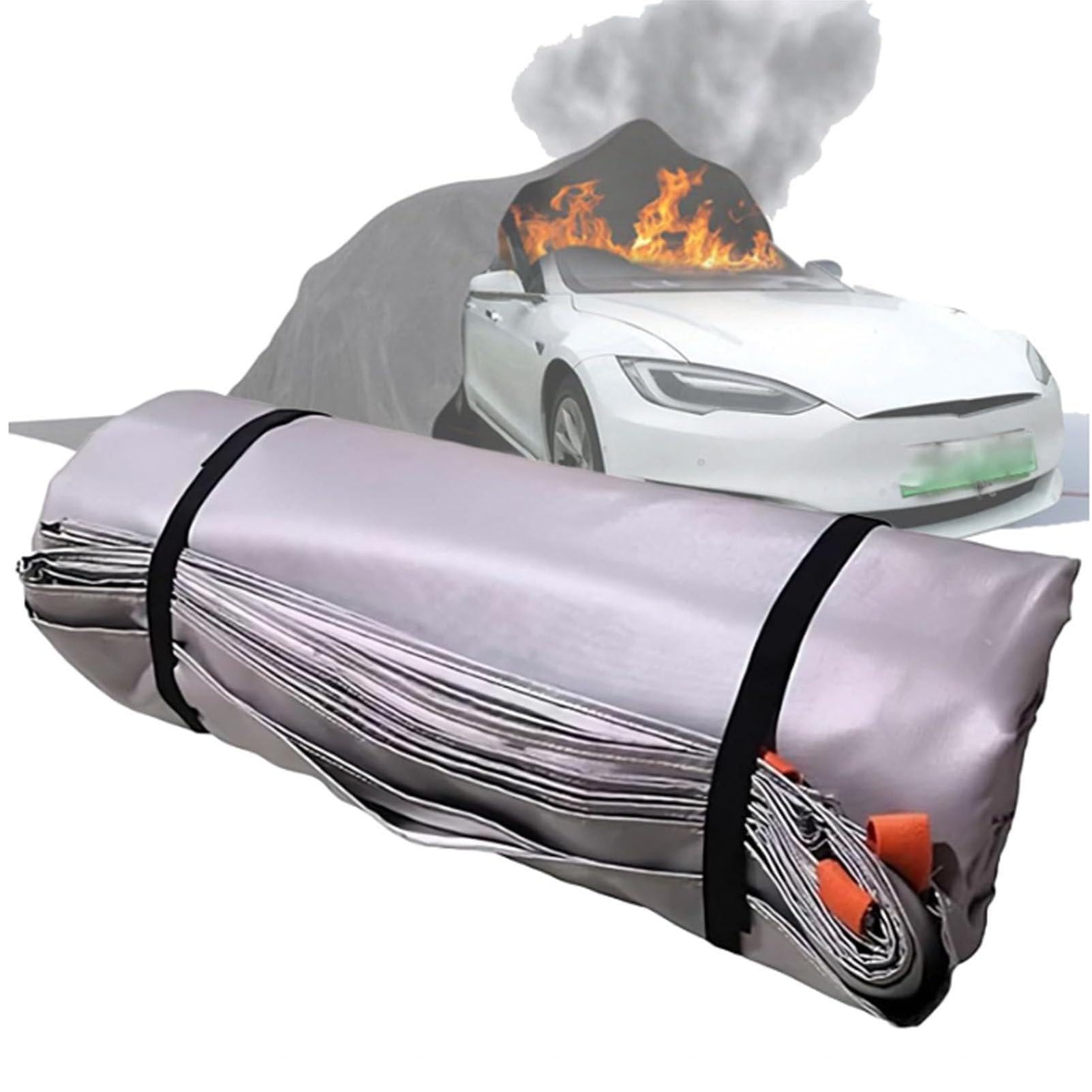 IEOWY Fire Blanket for EV Vehicles, Silicone Flame Retardant Emergency Fire Suppression Blanket, Quick Unfolding 6x8m for Parking Lot and Charging Station