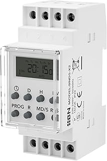 HBN Digitale Zeitschaltuhr für Hutschiene Schalttafeleinbau 3680W, 8 Schaltprogramme, 7 Tage Zeitschalter Wochenzeitschaltuhr, 24h Timer, Minutenprogramm, Sommer-/Winterzeit, Zufallsfunktion, IP20