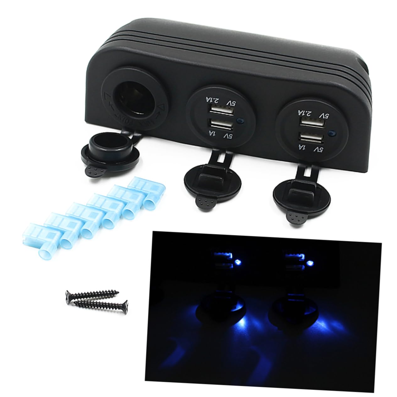 Gadpiparty Adattatore Auto con 4 Porte USB 3.1a, Connettore Accendisigari per Veicoli 12-24v con Led, Abs Plastic per Gps e Tablet