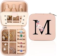 Travel Jewelry Box, Monogram Jewelry Box, Small Jewelry Box, Small Travel Jewelry Box with Mirror, Birthday Gift for Women, Travel Basic, Ideal for Mother's Birthday(M)
