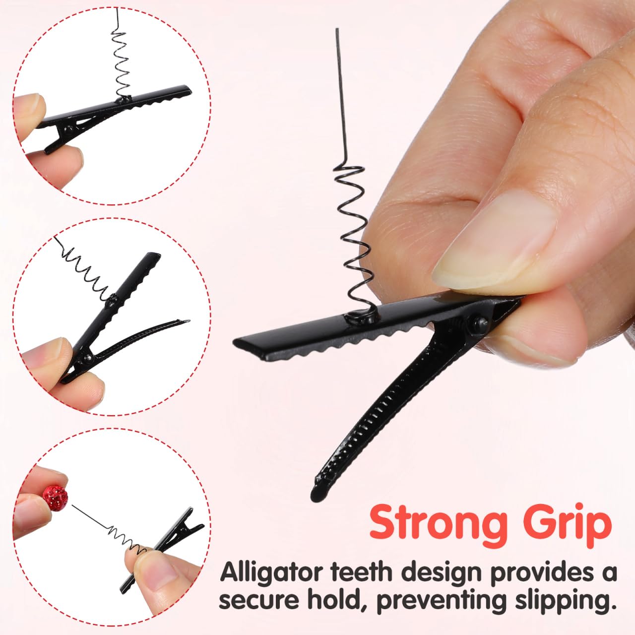 Angoily 100 Pcs Spring Duckbill Clips 1.57 Inch Square Metal Hair Clips for Diy Hair Styling and Craft Accessories for Women and Girls