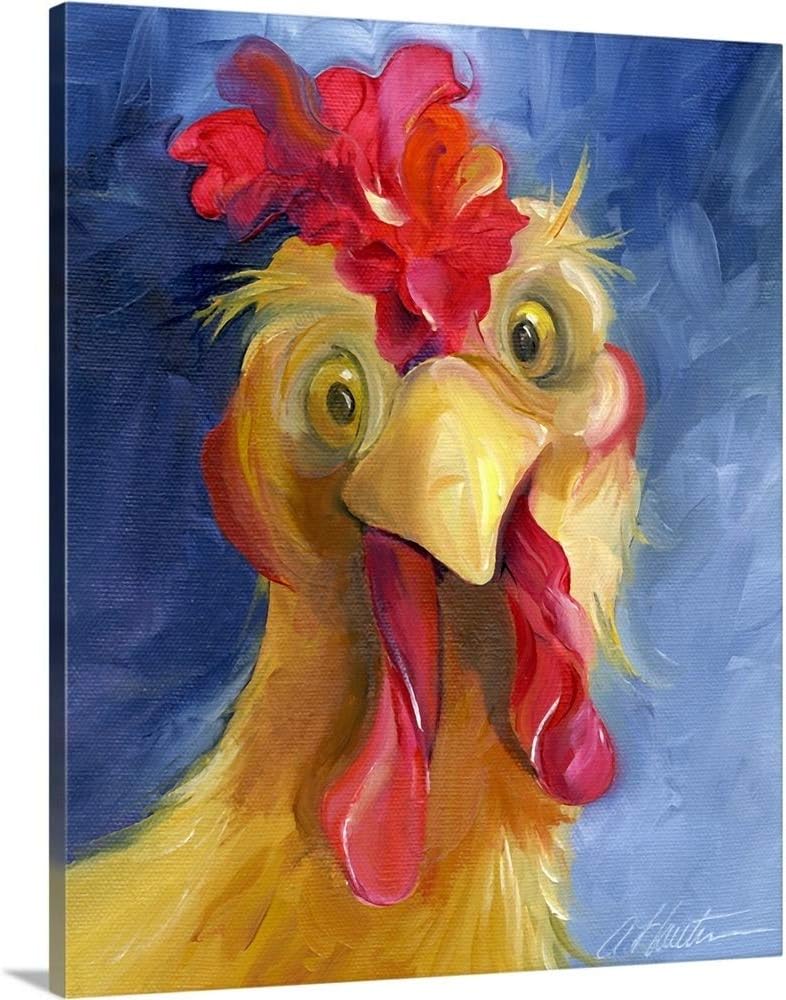 CANVAS ON DEMAND Are You Chicken Canvas Wall Art Print by Amy Hautman, Home Decor, Chicken, Wildlife Artwork,11" x14in