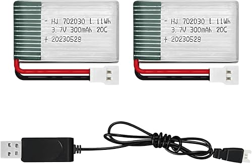 Miniatura 7 de HAWK'S WORK 2 baterías Lipo de 3.7 V, batería recargable de polímero de litio de 300 mAh para helicóptero RC Avión Drone todos los modelos y